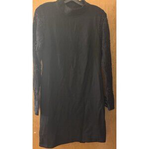 Lulus Women’s Large Long Sleeve Skater Dress - Black New With Tags